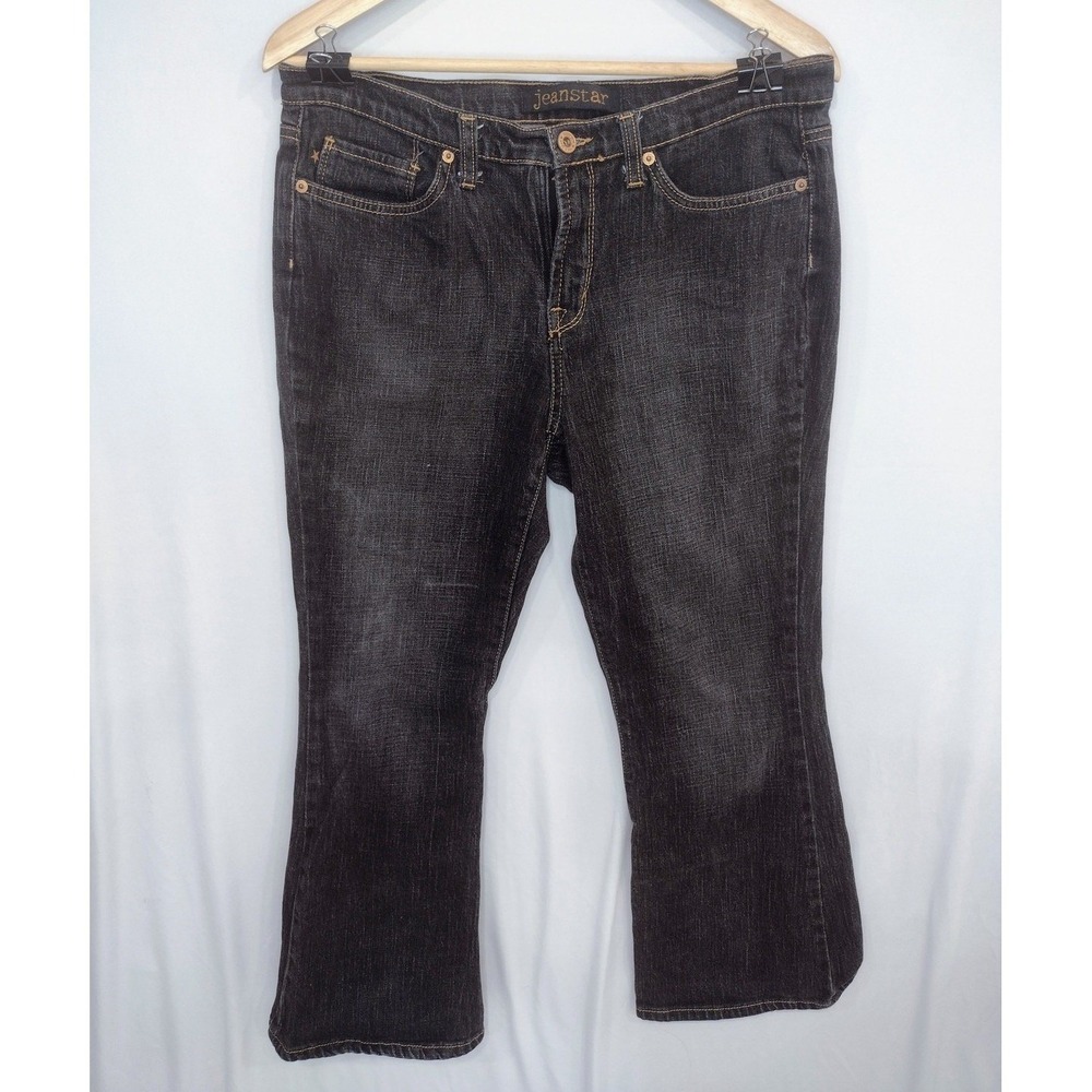 Jeanstar Womens Dark Wash Bootcut Denim Jeans Contrast Stitching Size 12